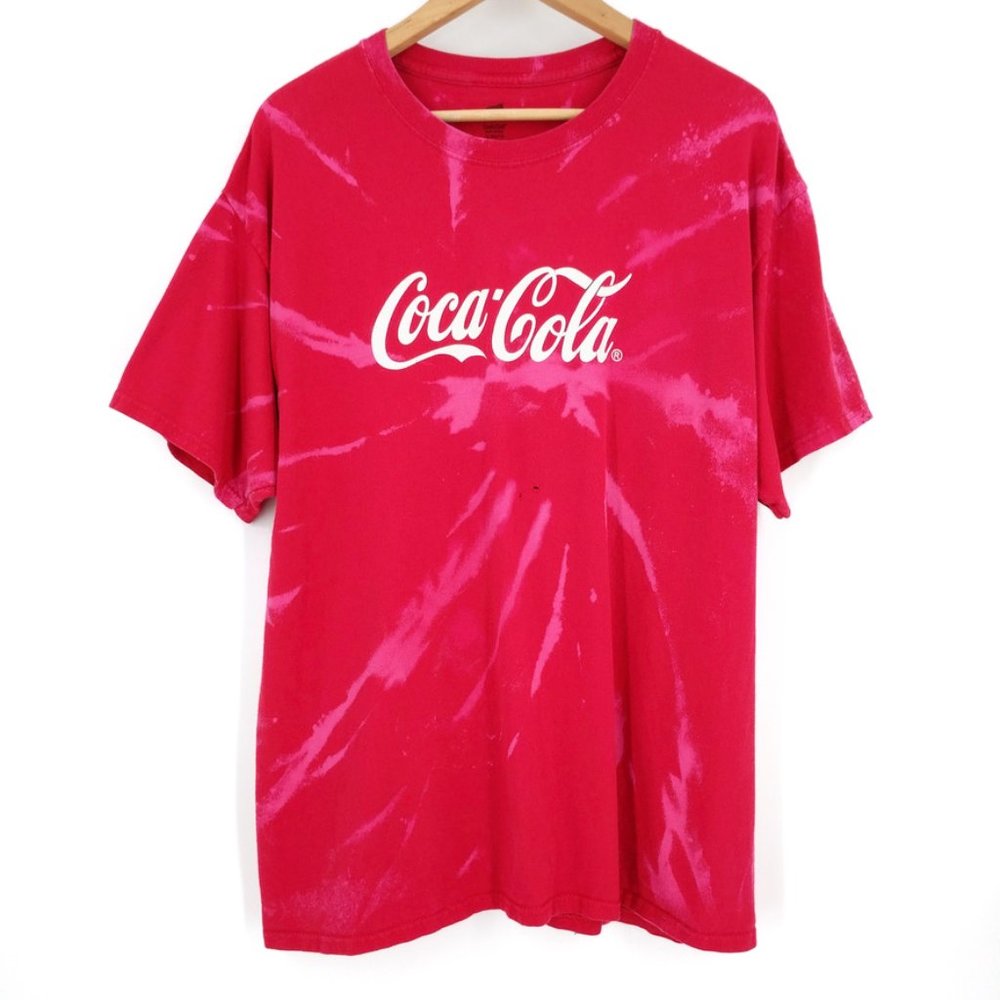 Coca Cola Custom Bleach Tie Dye Retro T-Shirt XL
